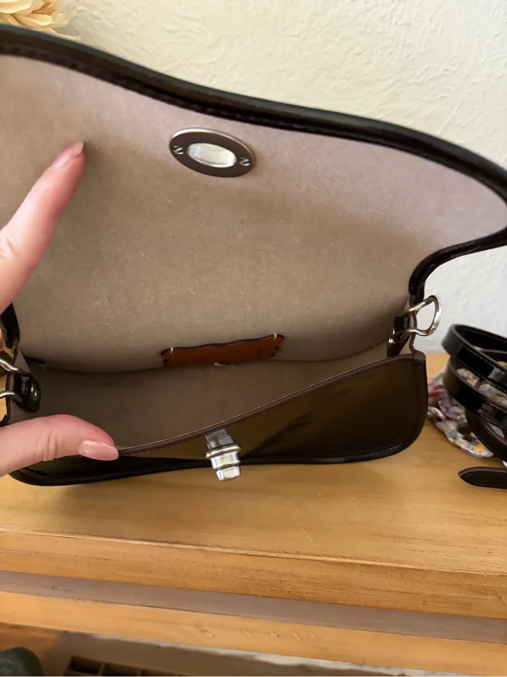 Wavy Dinky Bag With Crossbody Strap In Crinkled Patent Coachtopia Leather